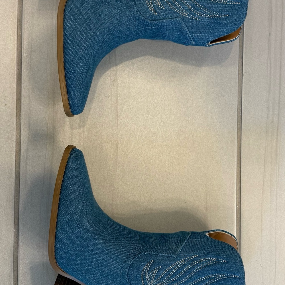 Qupid Blue Ankle Booties with Western Flair